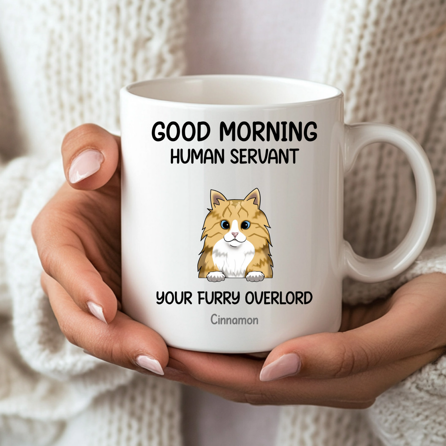 Personalised "Furry Overlords" Cat Illustration Mug