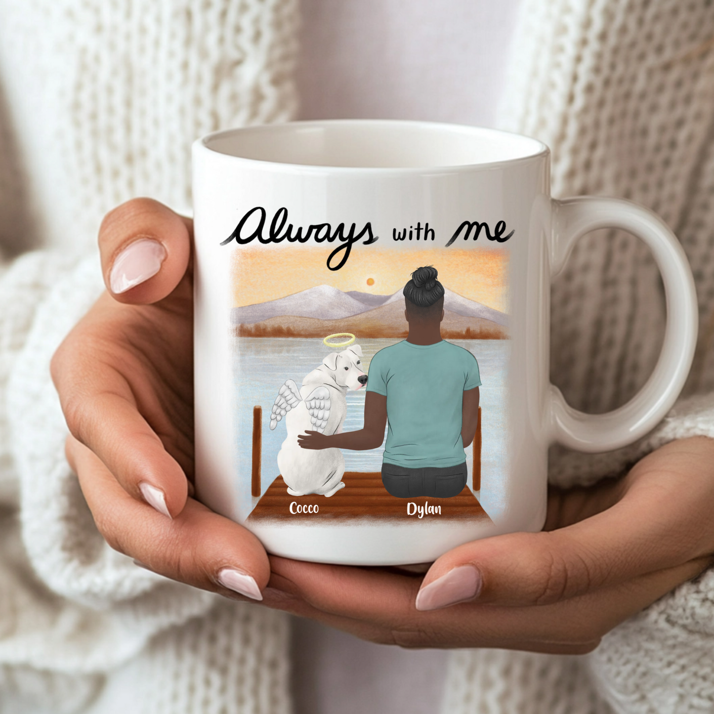 Personalised "Always With Me" Pet Memorial Illustration Mug