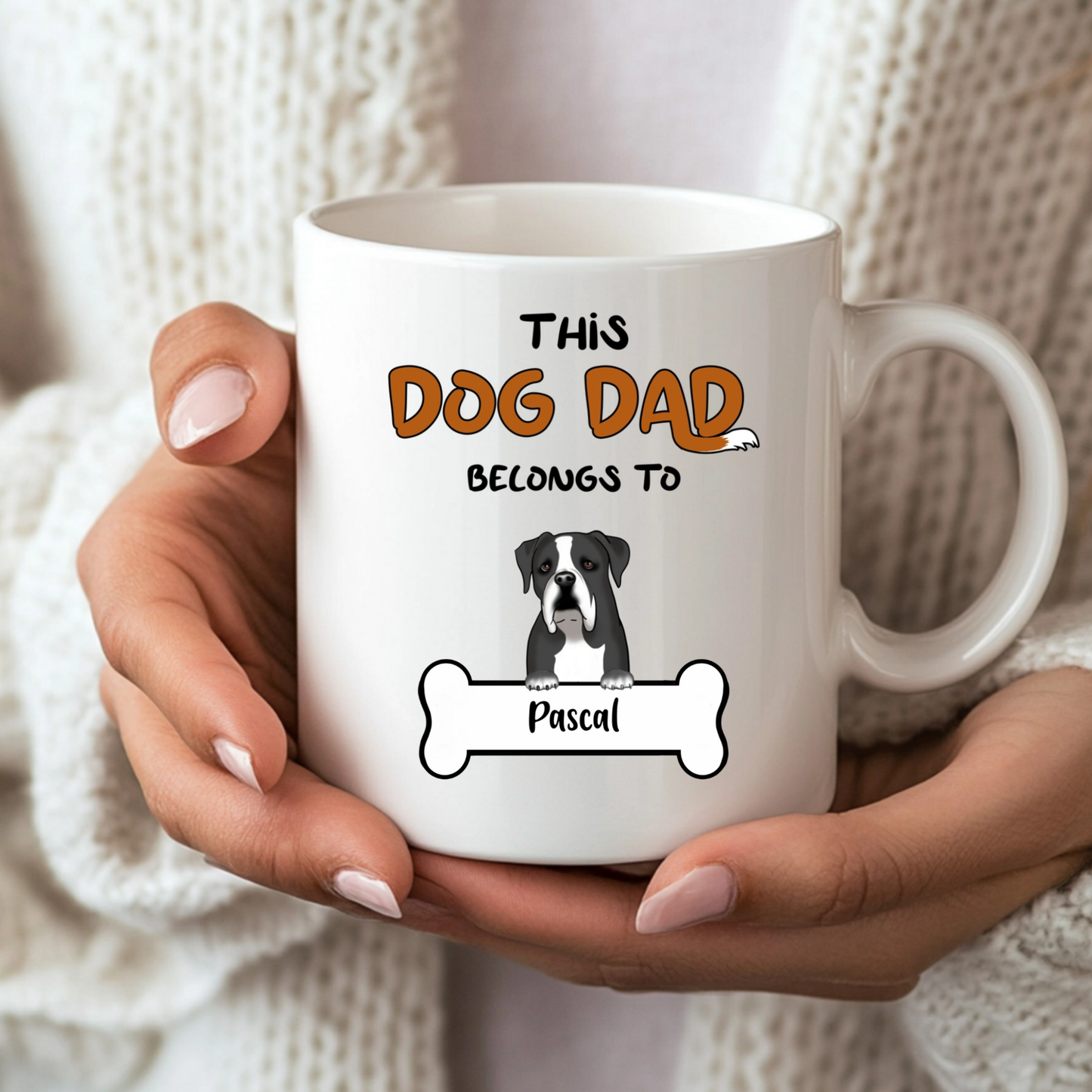 Personalised "This Dog Dad Belongs To" Illustration Mug