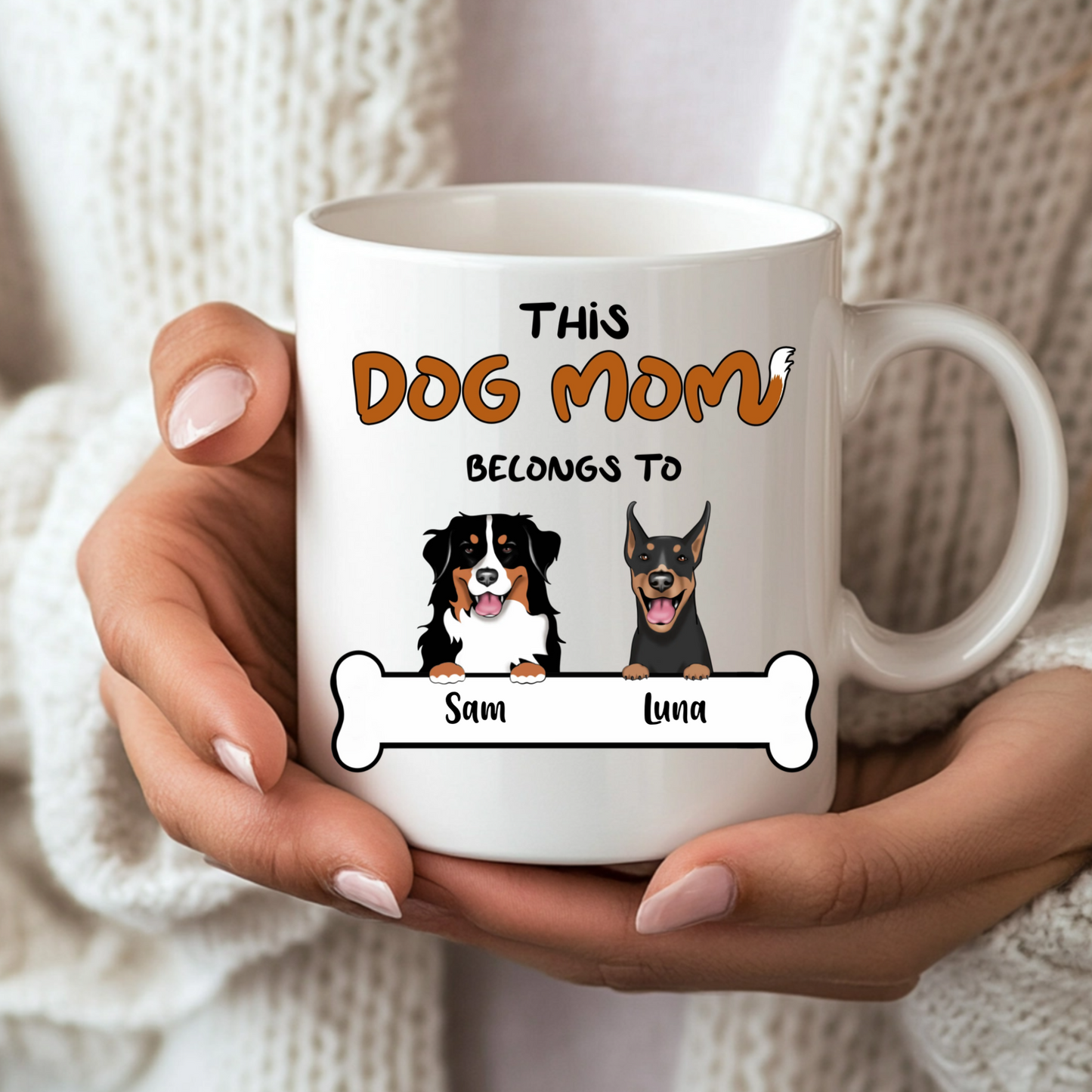 Personalised "This Dog Mom Belongs To" Illustration Mug