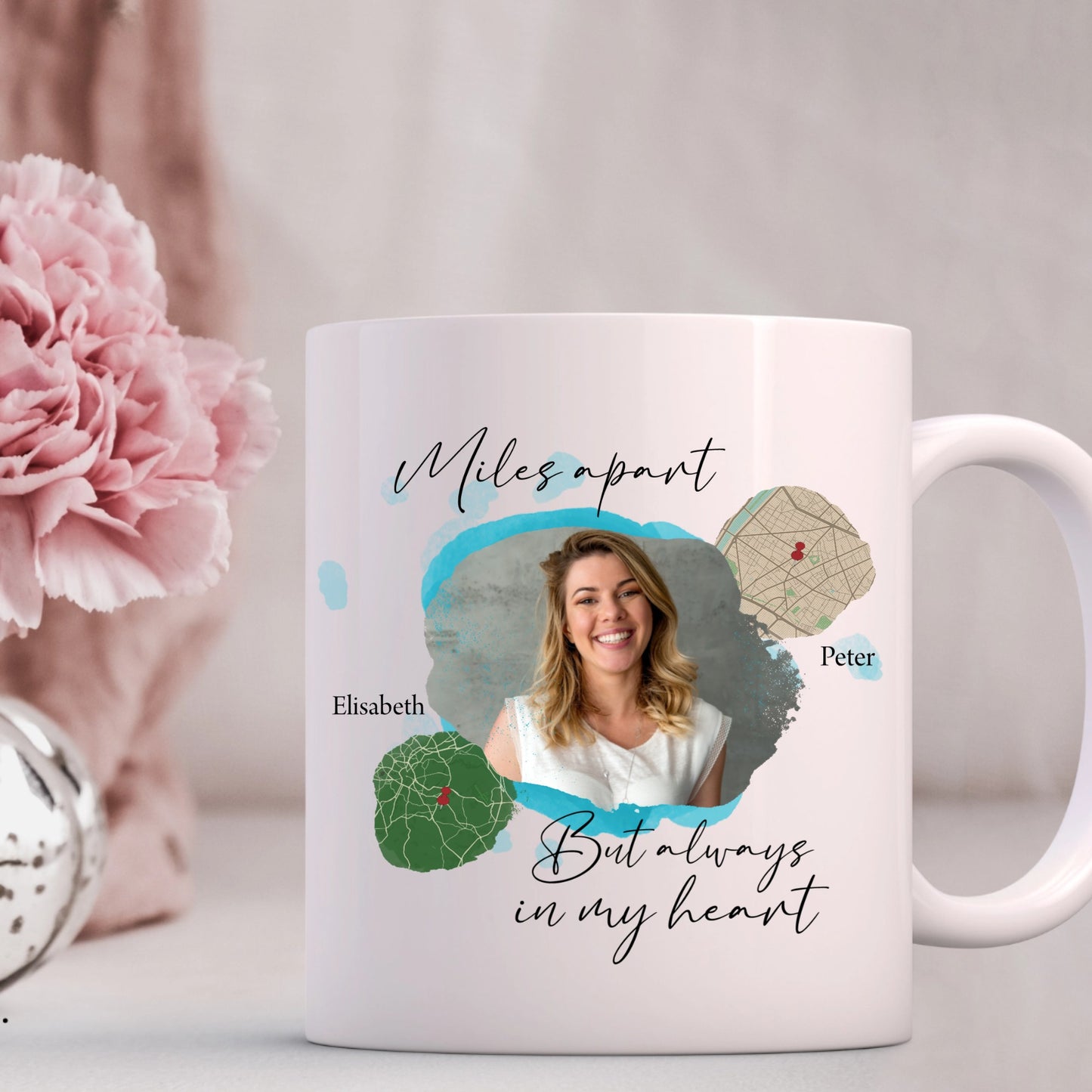 Personalised "Miles Apart" Long-Distance Map Mug