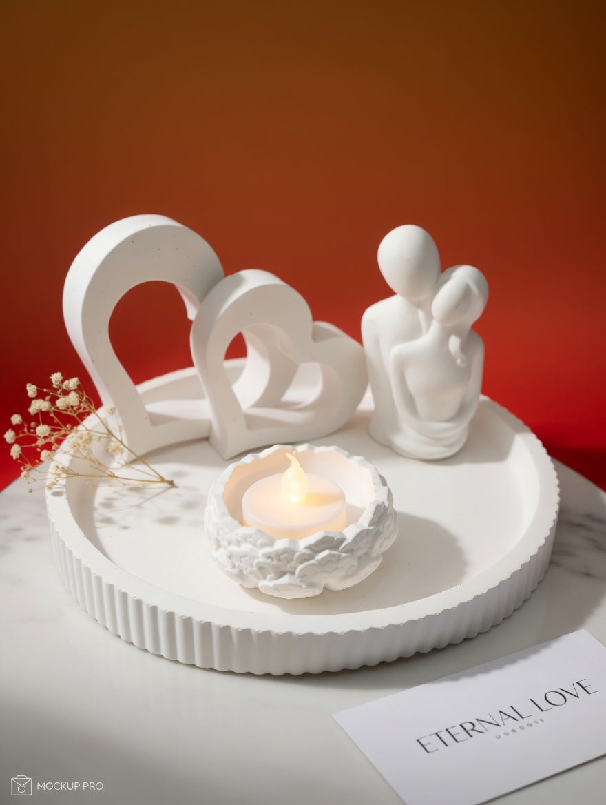 Eternal Love: Handcrafted Jesmonite Couple & Heart Display Set