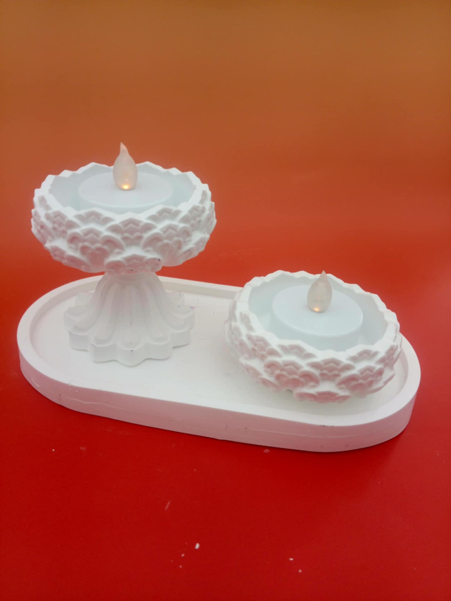 Elegance Collection: Handcrafted Jesmonite Tealight & Tray Set