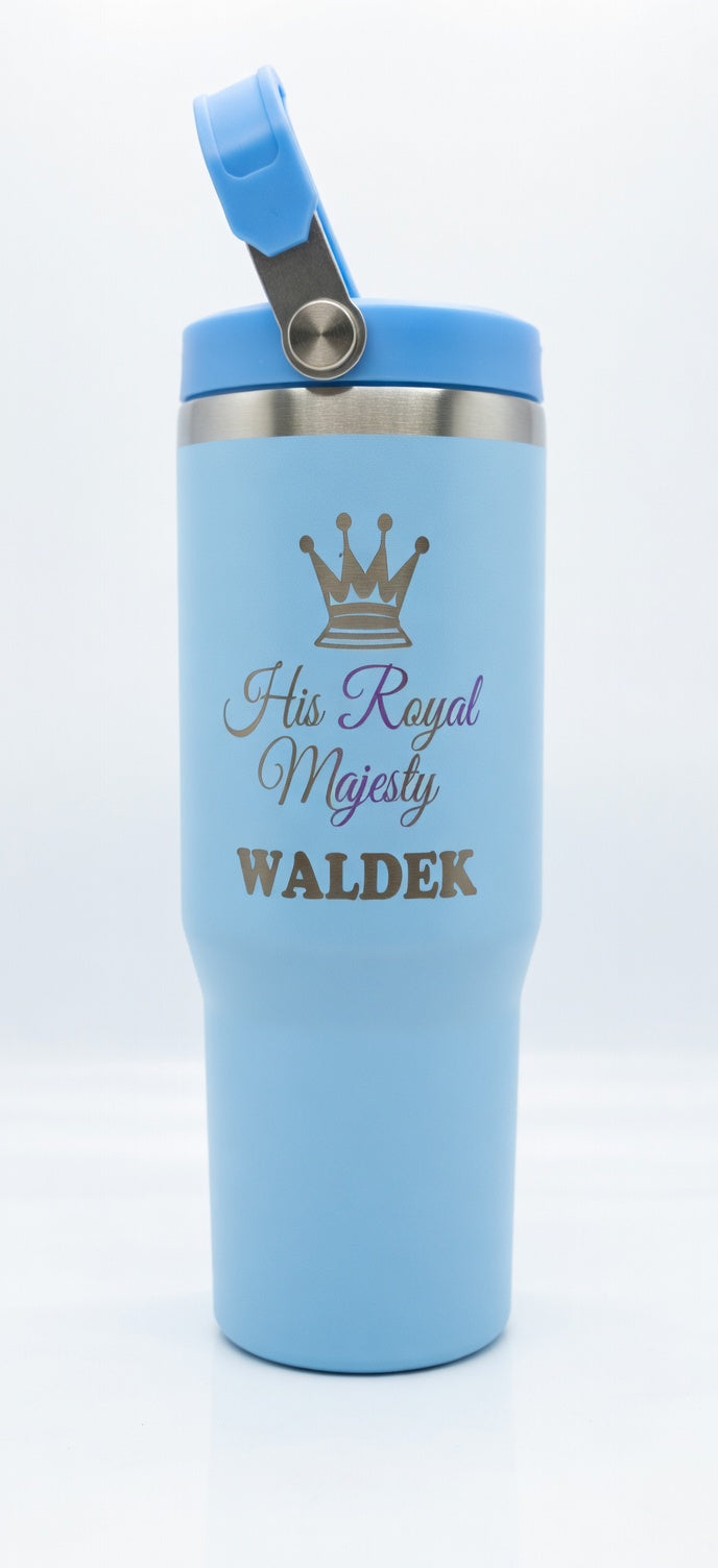 Personalized Laser-Engraved 'His Royal Majesty' Insulated Tumbler
