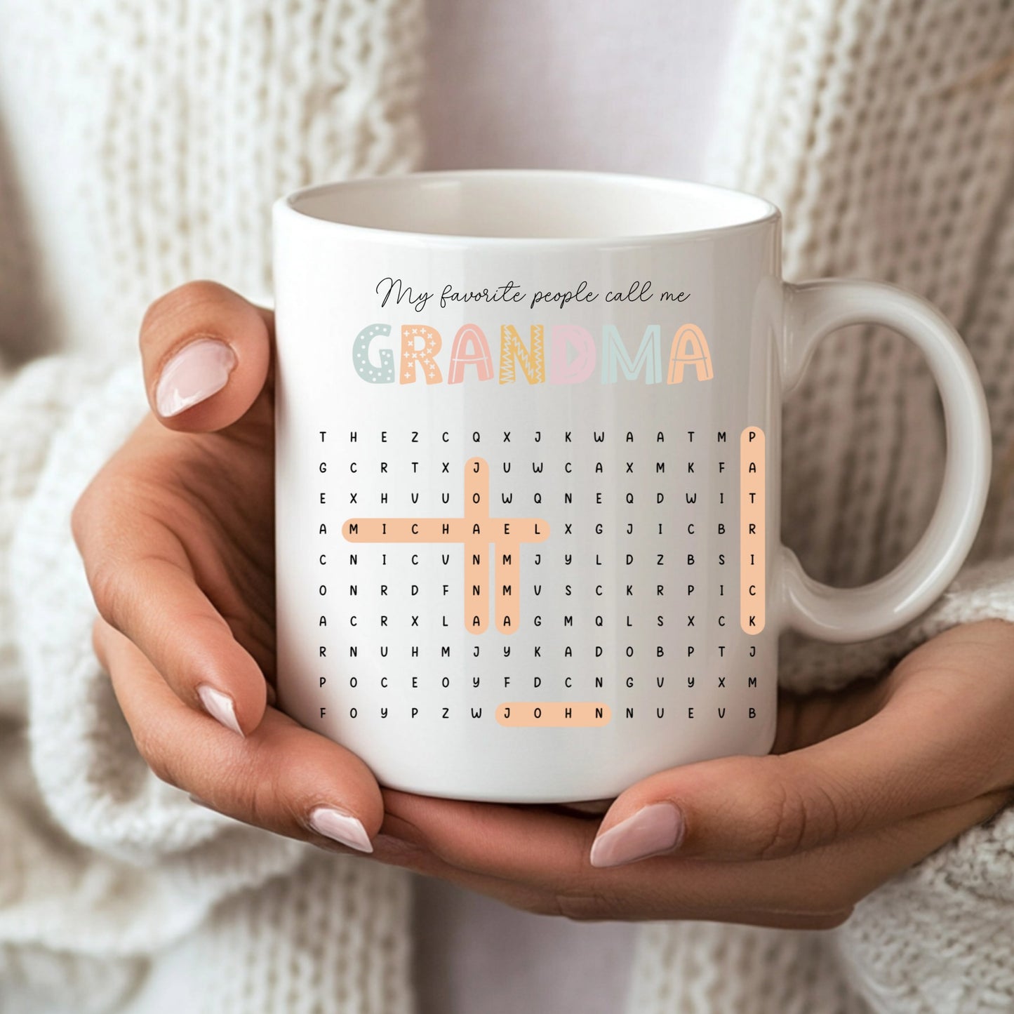 Personalised "Word Search" Grandma Photo Mug