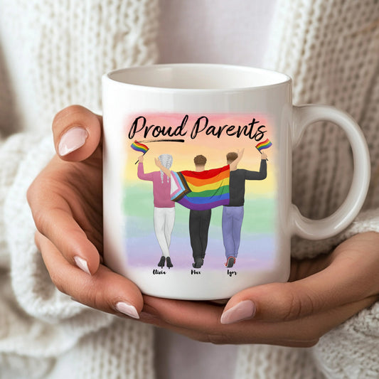 Personalised "Proud Parents" & Pride Illustration Mug