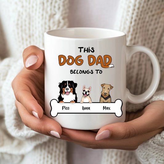 Personalised "This Dog Dad Belongs To" Illustration Mug