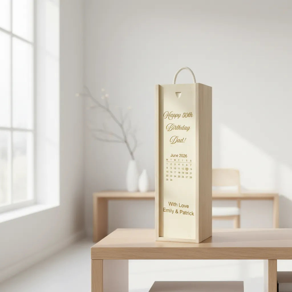 Personalised Wooden Birthday Calendar Wine Box