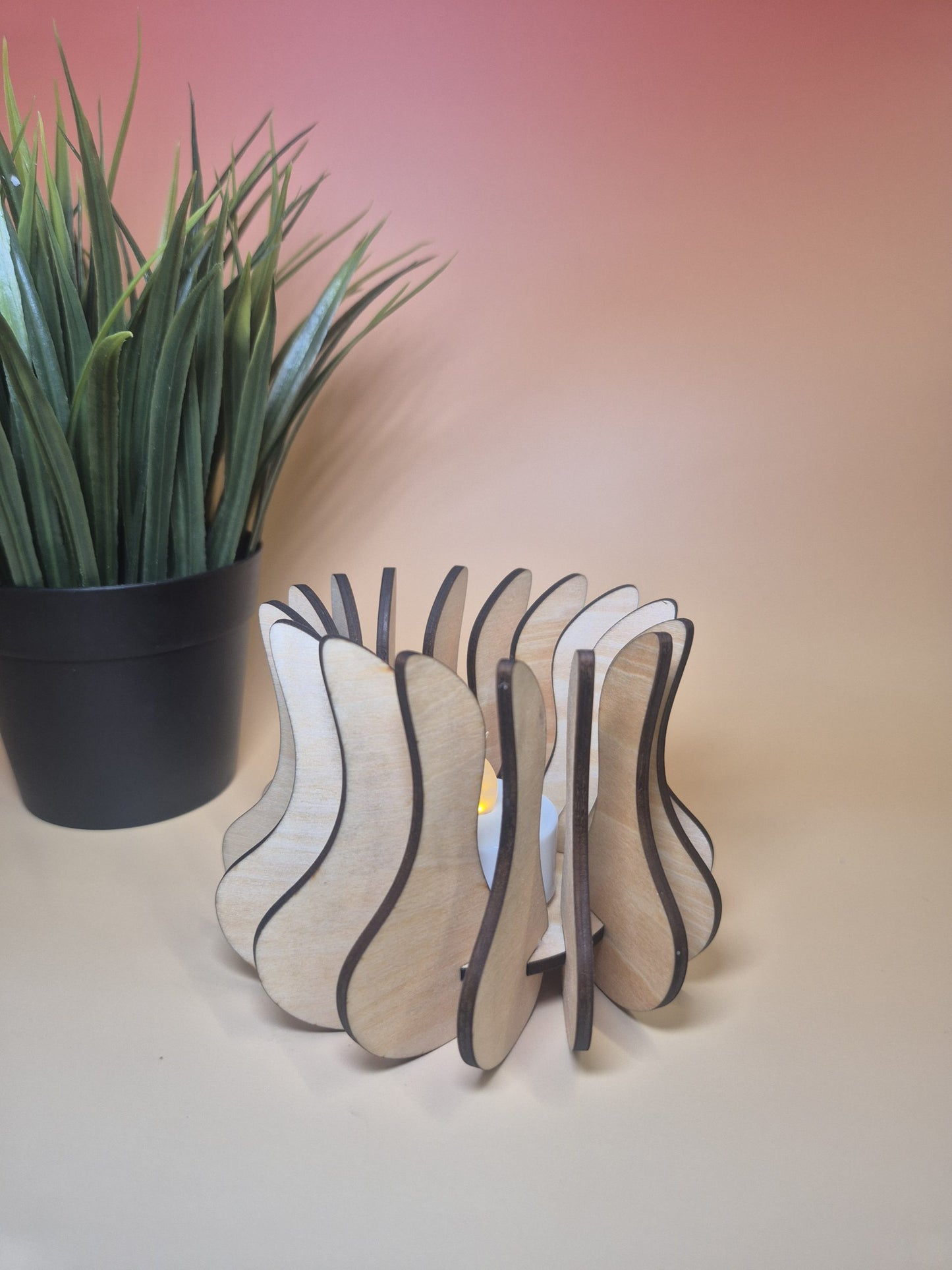 Medium Wooden Tealight Holder image 3