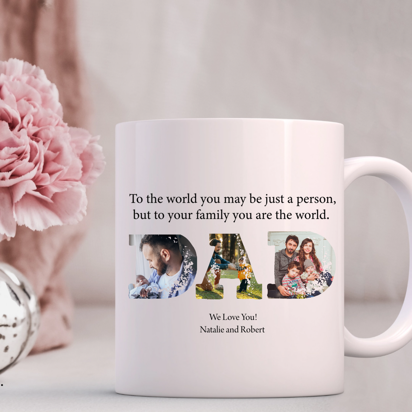 Personalised "DAD" Letter Photo Collage Mug