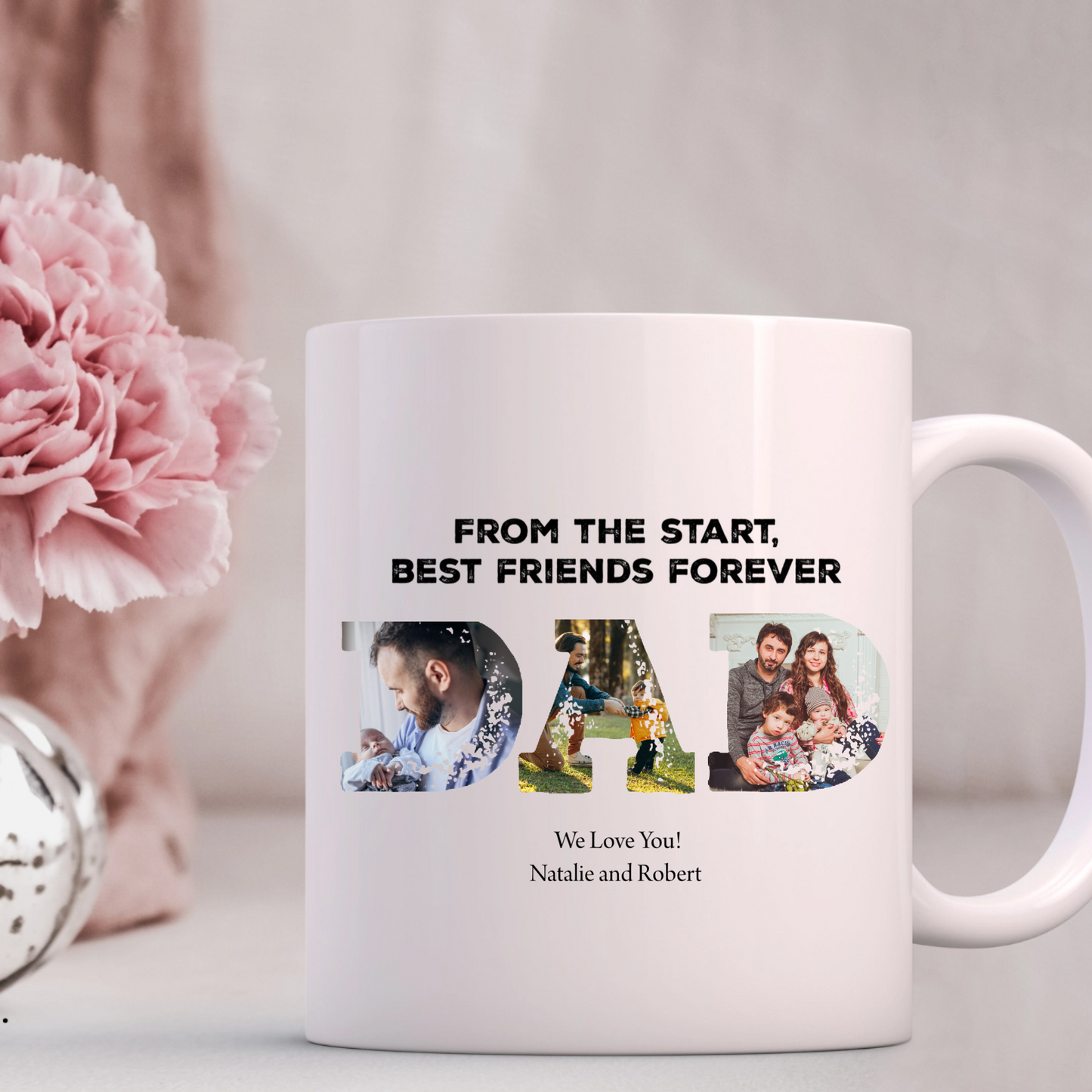 Personalised "DAD" Letter Photo Collage Mug