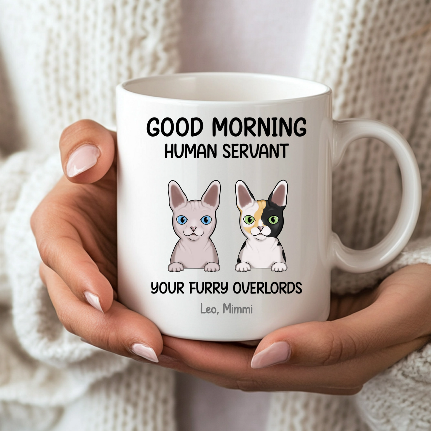 Personalised "Furry Overlords" Cat Illustration Mug