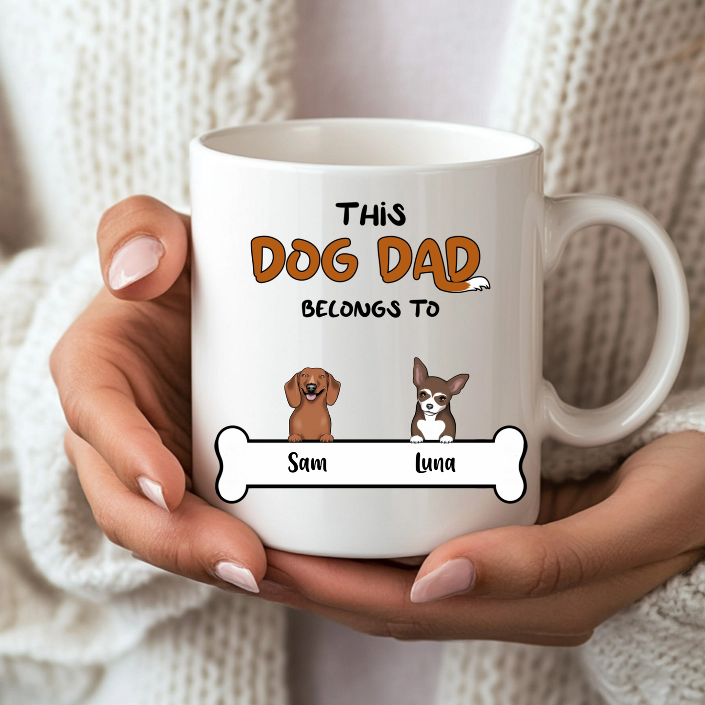 Personalised "This Dog Dad Belongs To" Illustration Mug