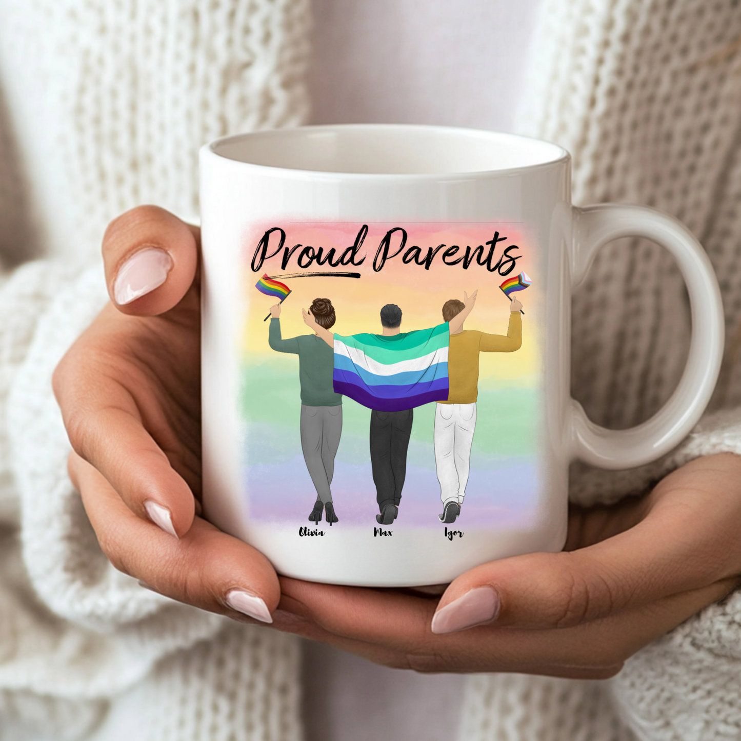 Personalised "Proud Parents" & Pride Illustration Mug