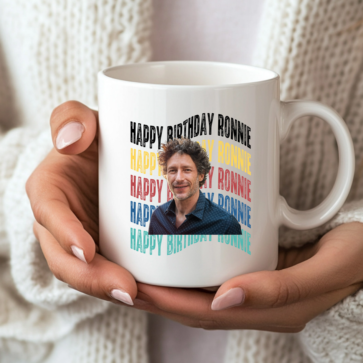 Personalised Retro "Wavy Text" Photo Mug
