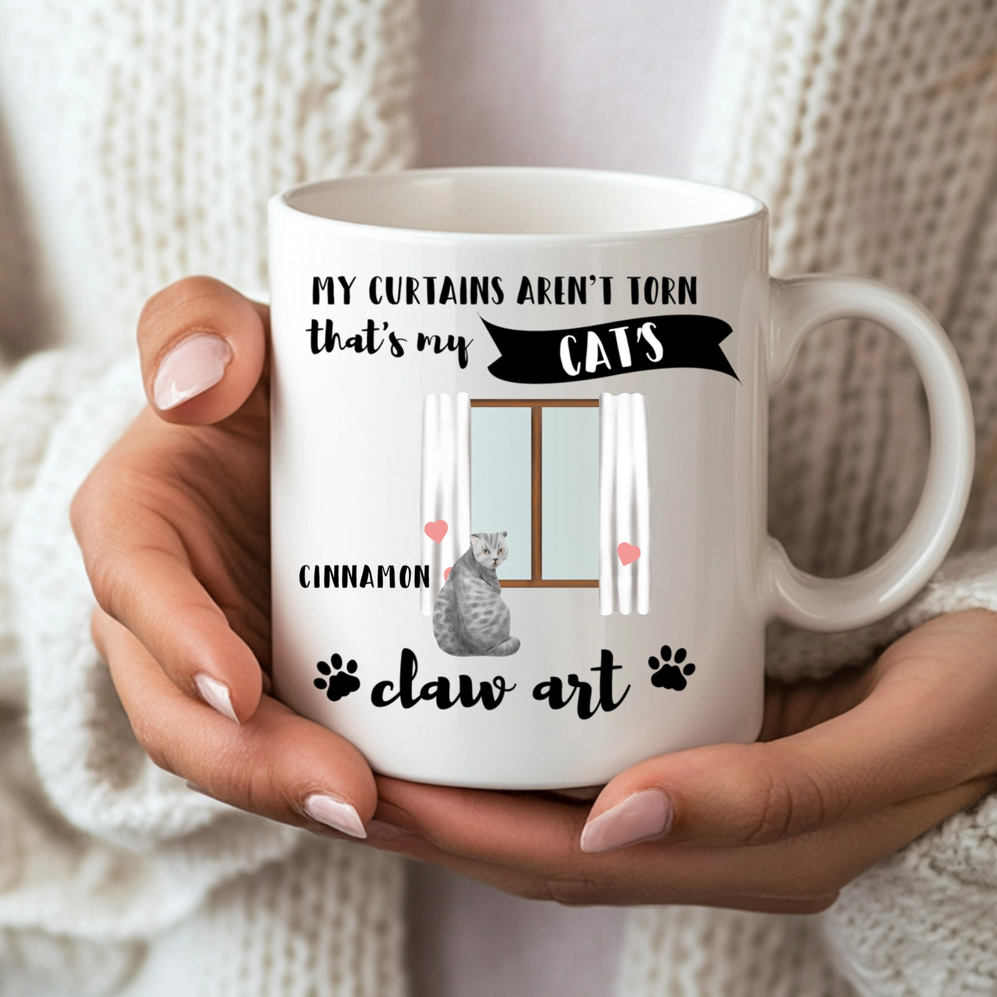 Personalised "Cat's Claw Art" Funny Illustration Mug