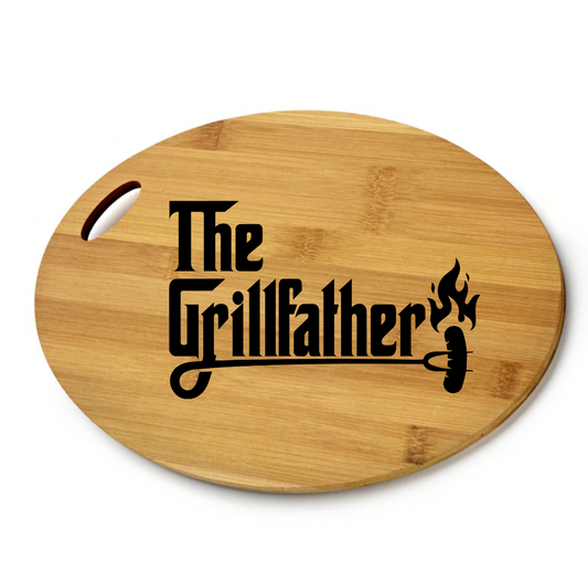 Engraved Oval Cutting Board - The Grillfather image 0