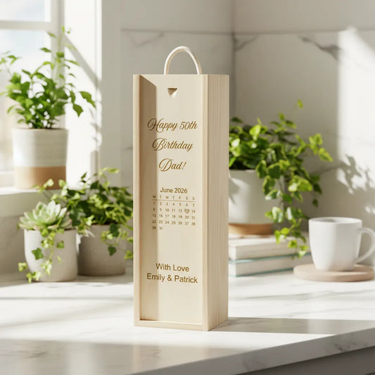 Personalised Wooden Birthday Calendar Wine Box