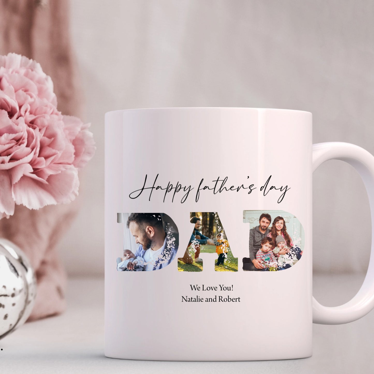 Personalised "DAD" Letter Photo Collage Mug
