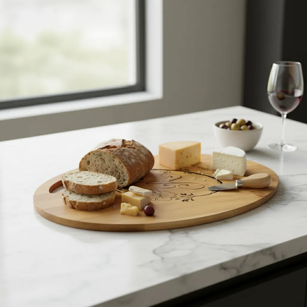 Personalised Oval Bamboo Monogram Chopping Board