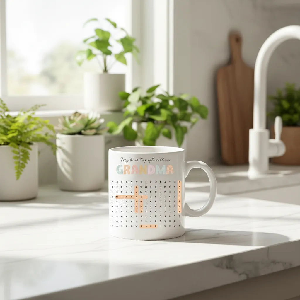 Personalised "Word Search" Grandma Photo Mug