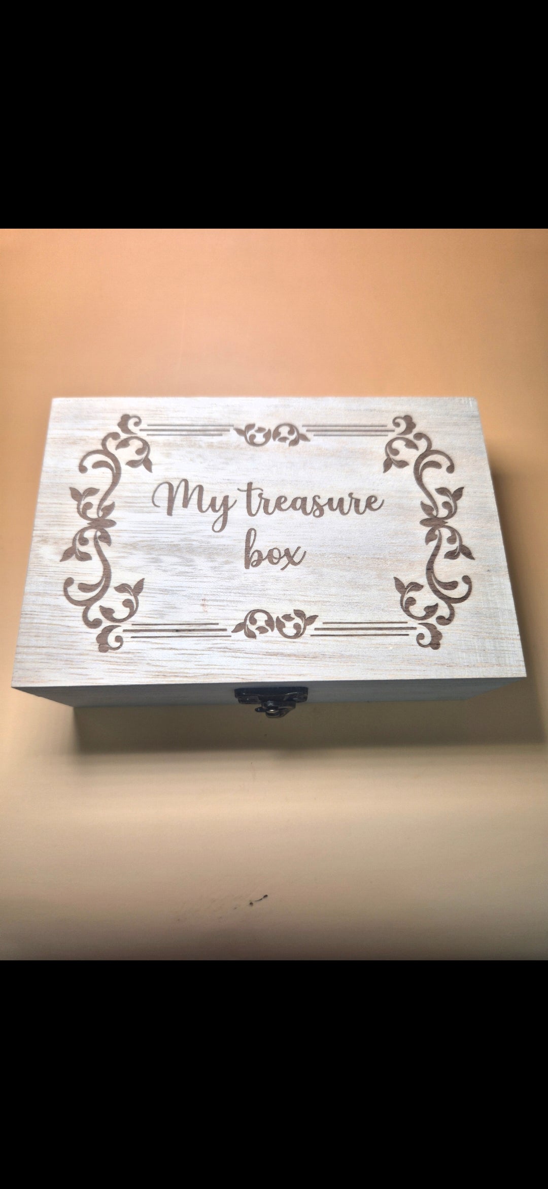 Handcrafted Laser-Engraved 'My Treasure Box' Wooden Chest
