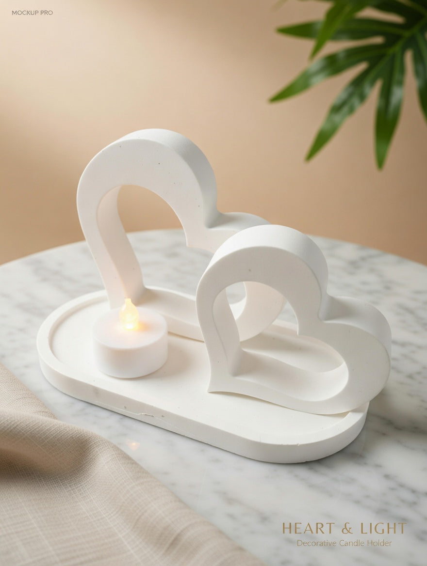 Heart & Light: Handcrafted Jesmonite Double Heart Display