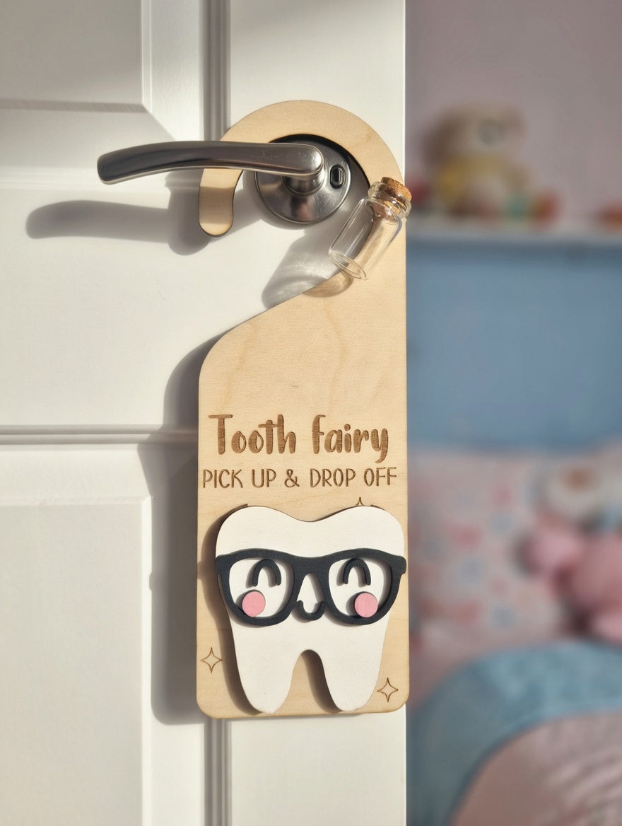 Tooth Fairy Door Hanger with Glass Vial & Official Receipt | Handmade UK Keepsake