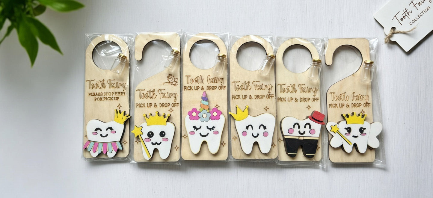 Tooth Fairy Door Hanger with Glass Vial & Official Receipt | Handmade UK Keepsake