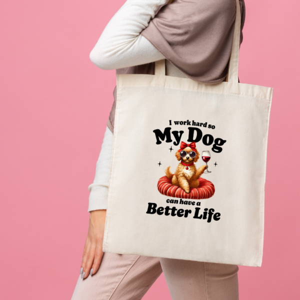 White Tote Bag Dog #4