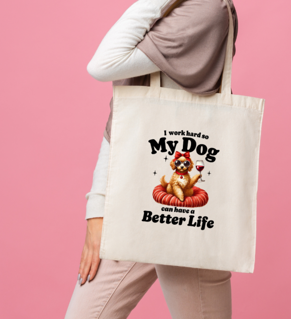 White Tote Bag Dog #4