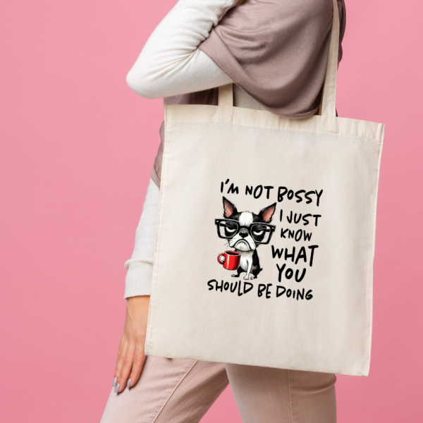 White Tote Bag Dog #5