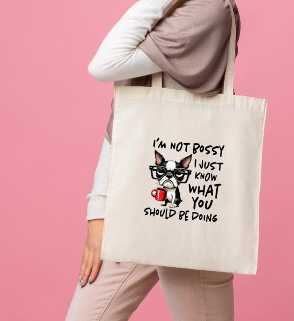 White Tote Bag Dog #5