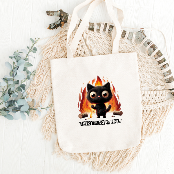 White Tote Bag Cat #2