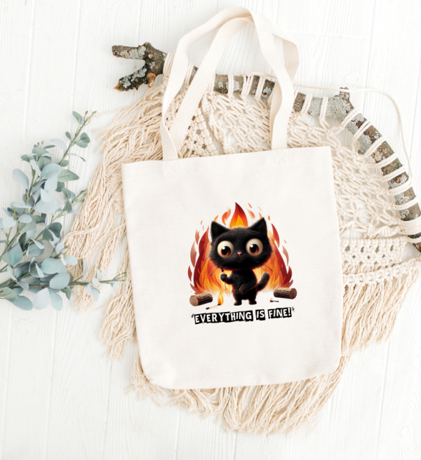 White Tote Bag Cat #2