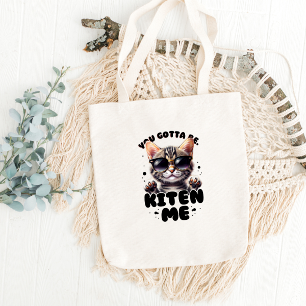 White Tote Bag Cat #3