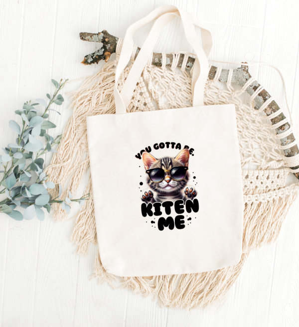 White Tote Bag Cat #3
