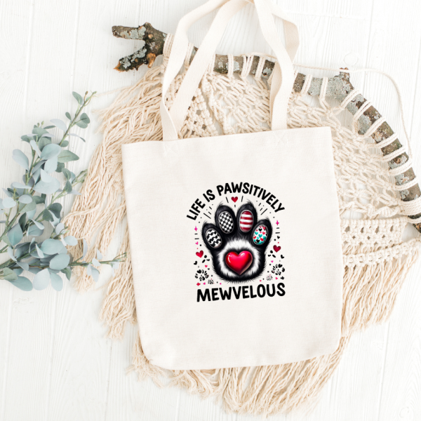 White Tote Bag Cat #4