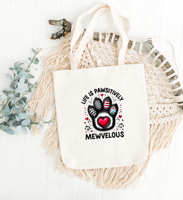 White Tote Bag Cat #4