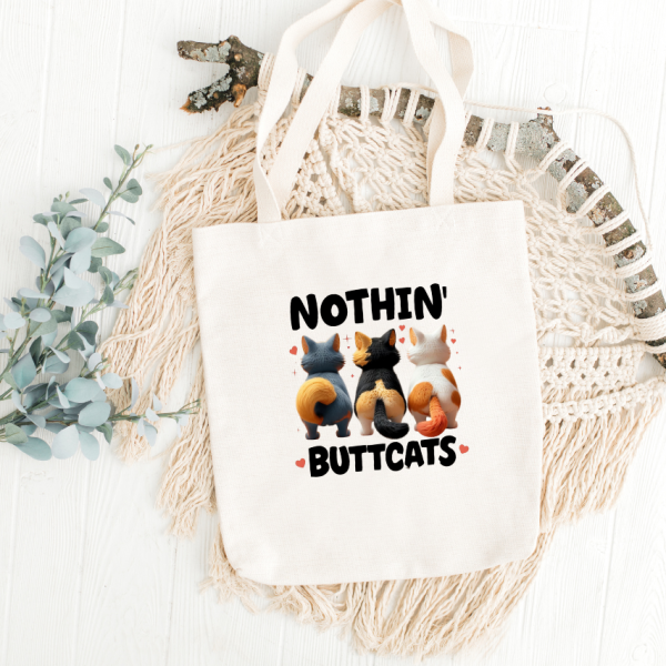 White Tote Bag Cat #8