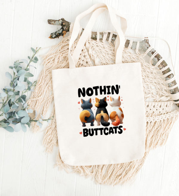 White Tote Bag Cat #8