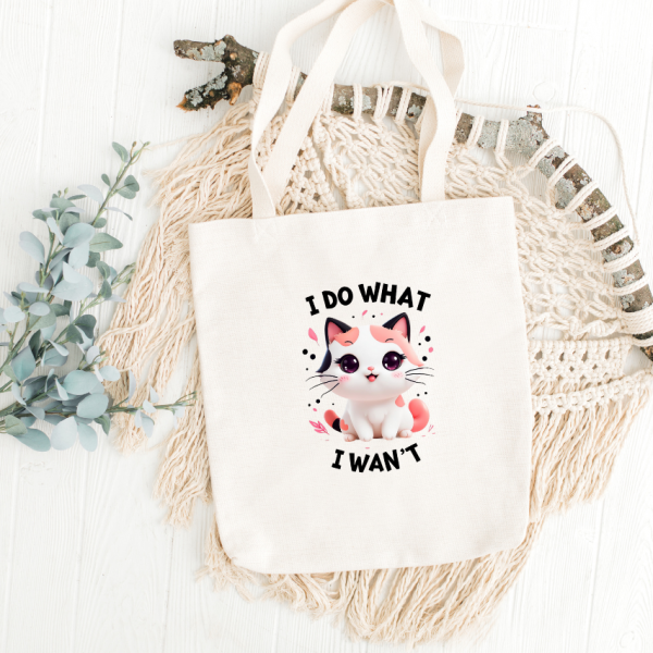 White Tote Bag Cat #9