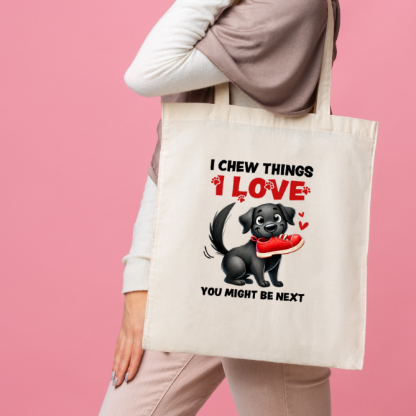 White Tote Bag Dog #2