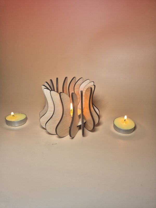 Medium Wooden Tealight Holder - Image 3