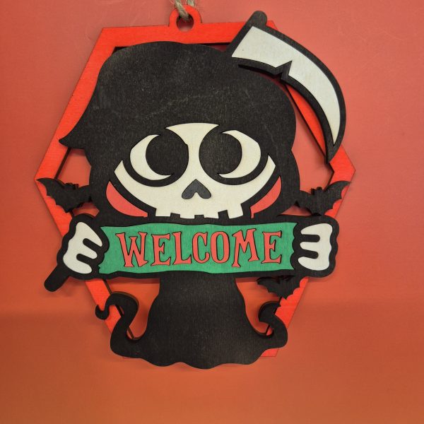 Halloween Welcome Sign - Skeleton