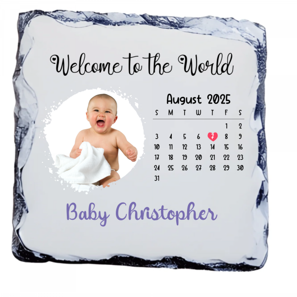 Personalised Photo Slate - Welcome To The World